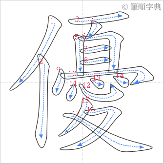 “「優」的筆順”