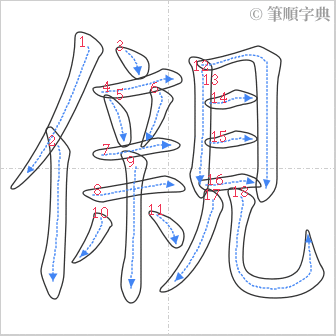 “「儭」的筆順”