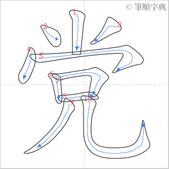 “「党」的筆順”