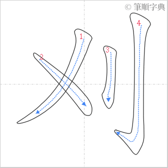 “「刈」的筆順”