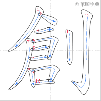 “「創」的筆順”