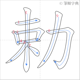 “「勅」的筆順”