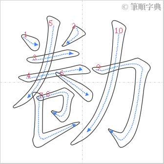 “「勌」的筆順”