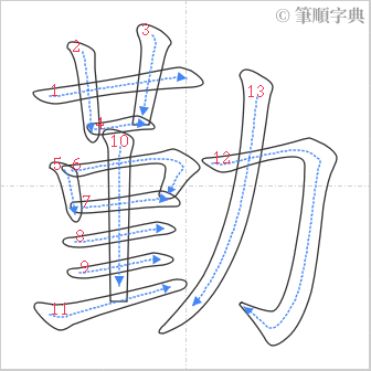 “「勤」的筆順”