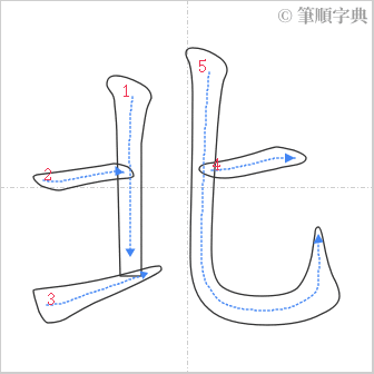 “「北」的筆順”