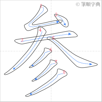 “「参」的筆順”