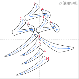 “「參」的筆順”