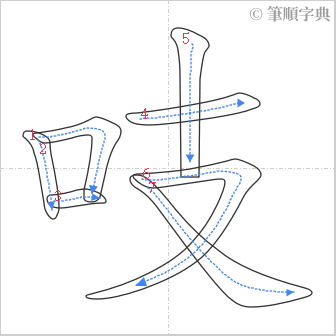 “「吱」的筆順”