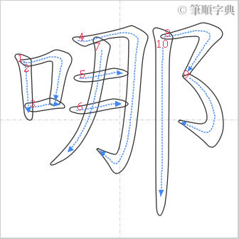 “「哪」的筆順”