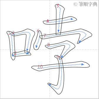 “「哱」的筆順”