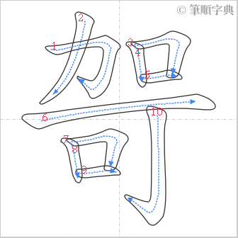 “「哿」的筆順”