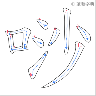 “「唦」的筆順”