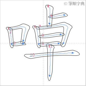 “「啅」的筆順”