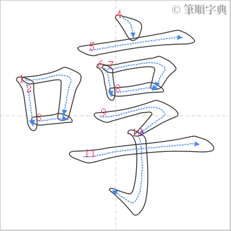 “「啍」的筆順”