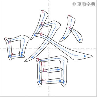 “「喒」的筆順”