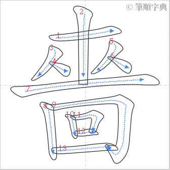 “「嗇」的筆順”