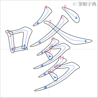 “「嗲」的筆順”