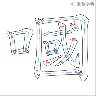 “「嘓」的筆順”