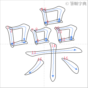 “「噪」的筆順”