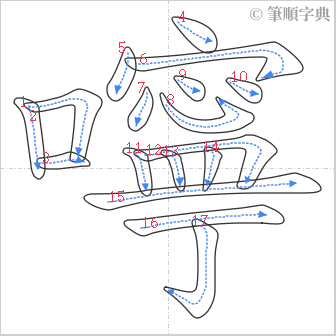 “「嚀」的筆順”