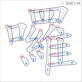 “「囉」的筆順”