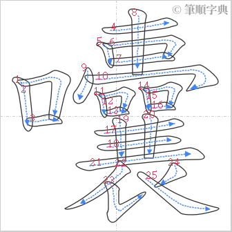 “「囔」的筆順”