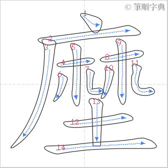 “「塺」的筆順”