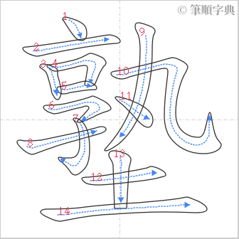 “「塾」的筆順”