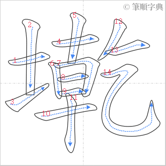 “「墘」的筆順”