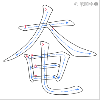 “「奄」的筆順”