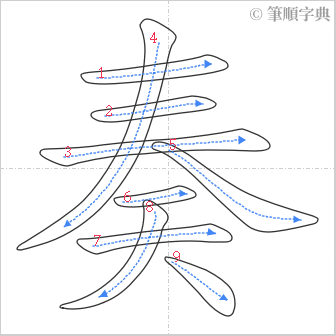 “「奏」的筆順”