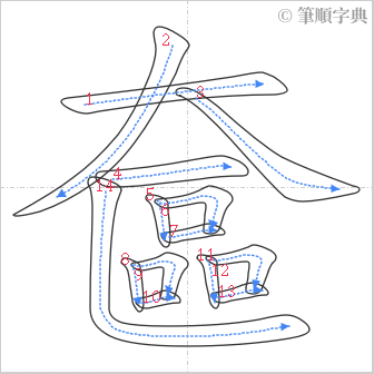 “「奩」的筆順”