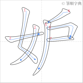 “「妒」的筆順”