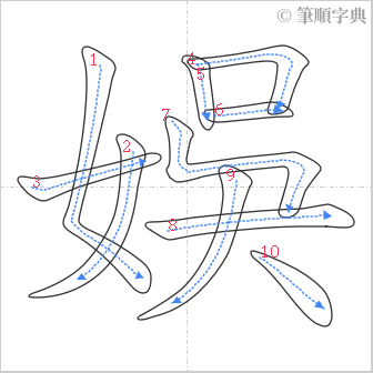 “「娛」的筆順”