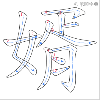 “「婿」的筆順”