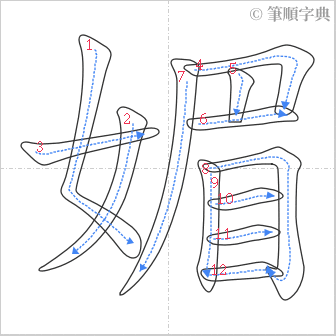 “「媚」的筆順”