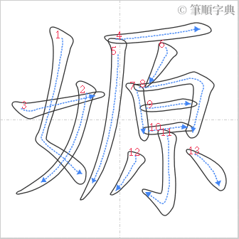 “「嫄」的筆順”