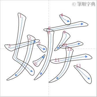 “「嫉」的筆順”