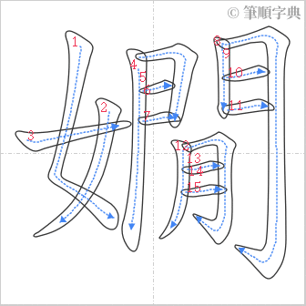 “「嫺」的筆順”