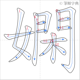 “「嫻」的筆順”