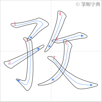 “「孜」的筆順”