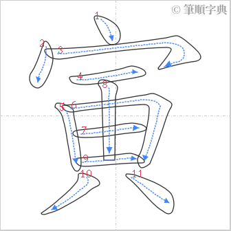 “「寅」的筆順”