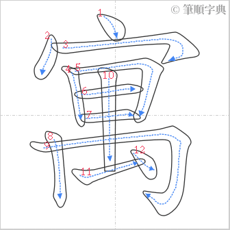 “「寓」的筆順”