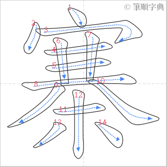 “「寨」的筆順”