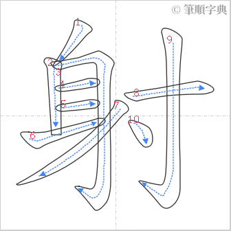 “「射」的筆順”