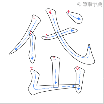 “「岱」的筆順”