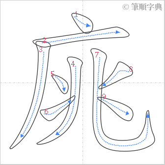 “「庣」的筆順”