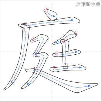 “「庭」的筆順”