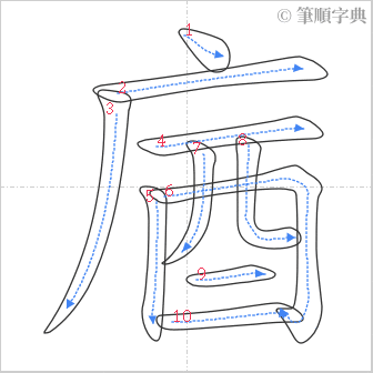 “「庮」的筆順”