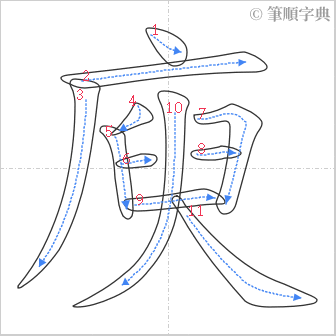 “「庾」的筆順”